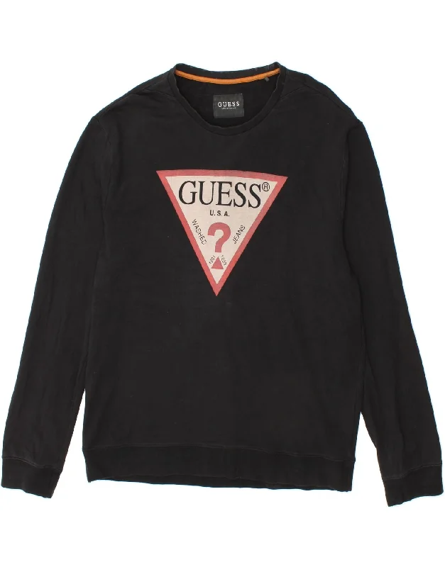 GUESS Mens Graphic Sweatshirt Jumper XL Black