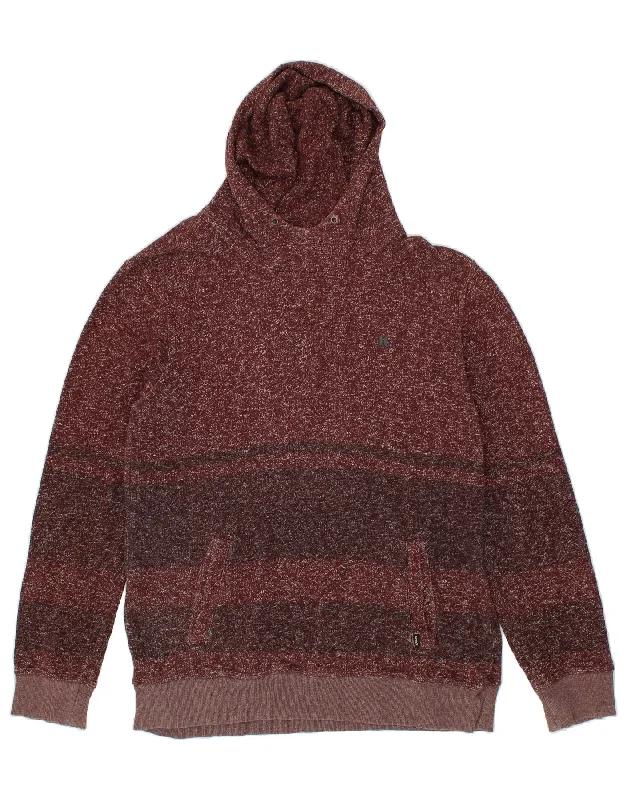 HURLEY Mens Hoodie Jumper XL Maroon Striped Cotton Hoodie with Pattern Geometric Abstract HURLEY Mens Hoodie Jumper XL Maroon Striped Cotton Hoodie with Pattern Geometric Abstract