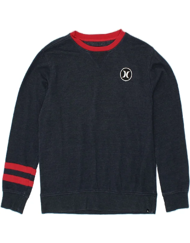 HURLEY Mens Sweatshirt Jumper Medium Navy Blue Cotton Hoodie with Ribbed Cuffs Snug Fit Comfort HURLEY Mens Sweatshirt Jumper Medium Navy Blue Cotton Hoodie with Ribbed Cuffs Snug Fit Comfort