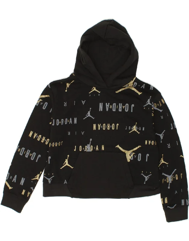 JORDAN Girls Graphic Hoodie Jumper 13-14 Years XL Black Cotton Hoodie with Button Classic Timeless JORDAN Girls Graphic Hoodie Jumper 13-14 Years XL Black Cotton Hoodie with Button Classic Timeless