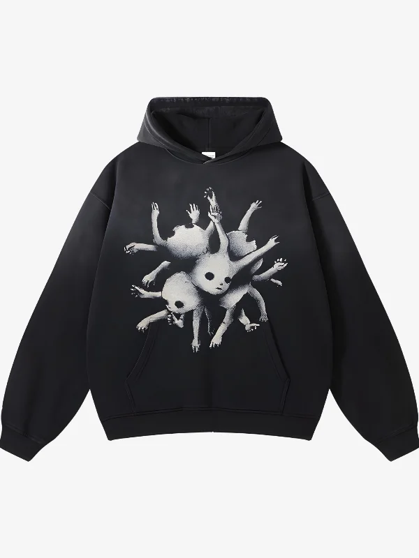 KG Confused Monster Hoodie Hoodie with Double Zipper Versatile Adjustable