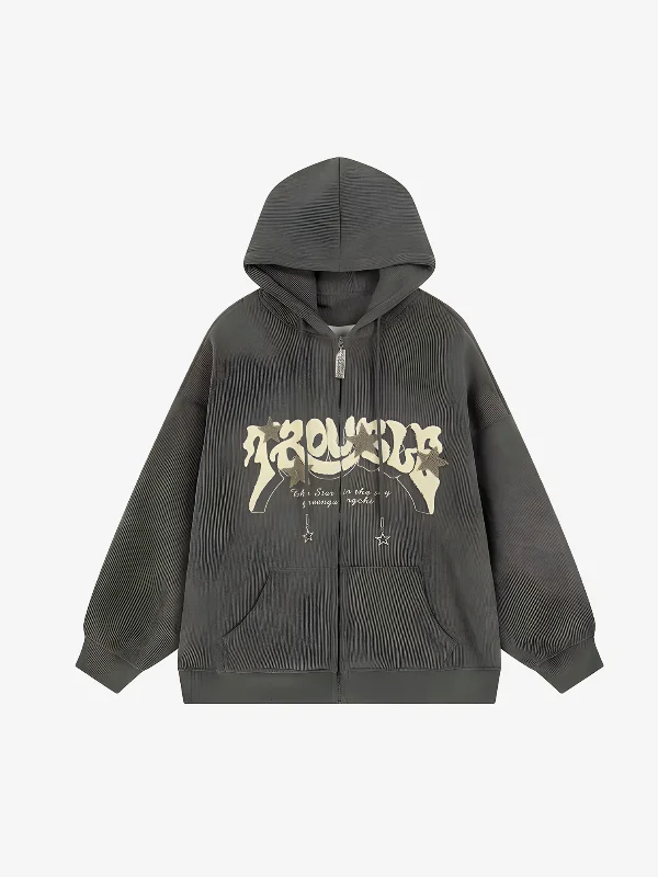 KG Corduroy Zip-Up Hoodie Cotton Hoodie Fleece Lining Warmth