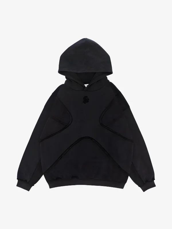 KG Cross Pattern Hoodie Hoodie with Set-In Sleeves Structured Classic
