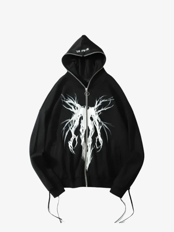 KG Skull Punk Zip Up Hoodie Hoodie with Reflective Safety Nightwear
