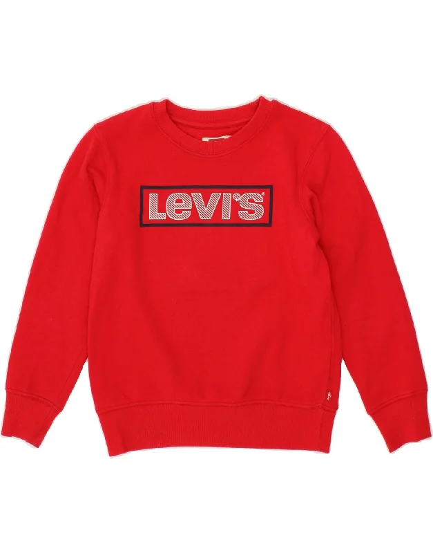 LEVI'S Girls Graphic Sweatshirt Jumper 9-10 Years Red Cotton