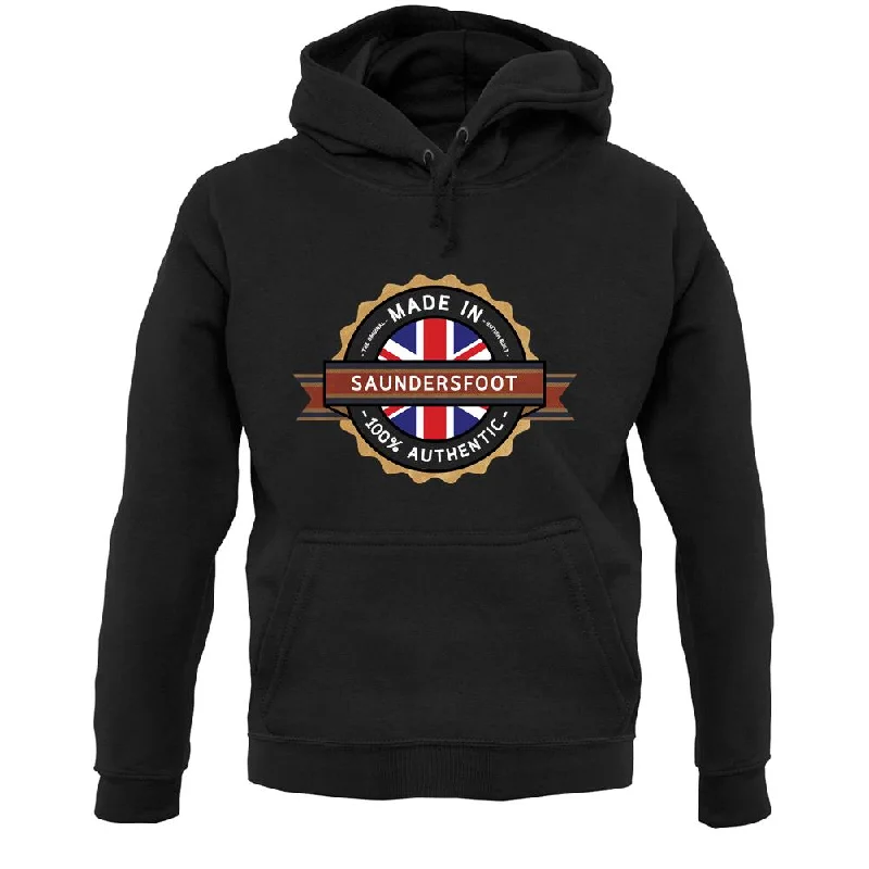 Made In Saundersfoot 100% Authentic Unisex Hoodie Hoodie with Distressed Vintage Worn Made In Saundersfoot 100% Authentic Unisex Hoodie Hoodie with Distressed Vintage Worn