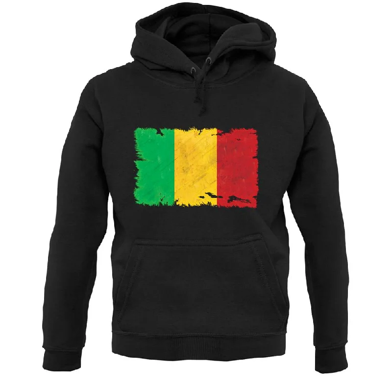 Mali Grunge Style Flag Unisex Hoodie Hoodie with Longline Fit Extended Stylish