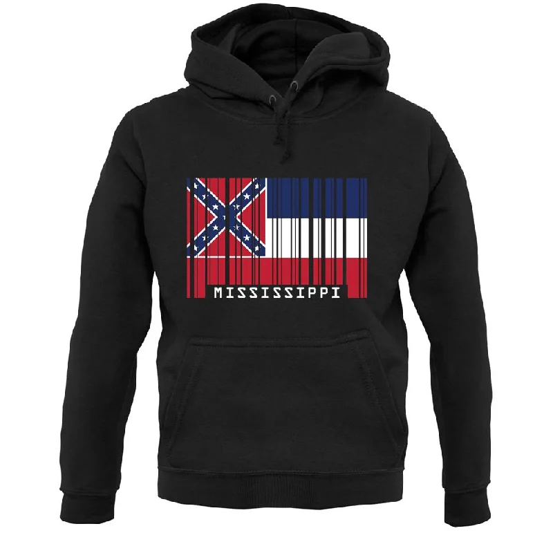 Mississippi Barcode Style Flag Unisex Hoodie Hoodie with Slit Hem Functional Movement Mississippi Barcode Style Flag Unisex Hoodie Hoodie with Slit Hem Functional Movement