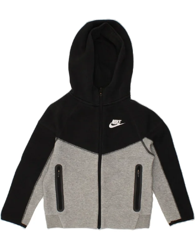 NIKE Boys Zip Hoodie Sweater 6-7 Years Large Black Colourblock Cotton Hoodie with Hem Applique Textured Unique NIKE Boys Zip Hoodie Sweater 6-7 Years Large Black Colourblock Cotton Hoodie with Hem Applique Textured Unique