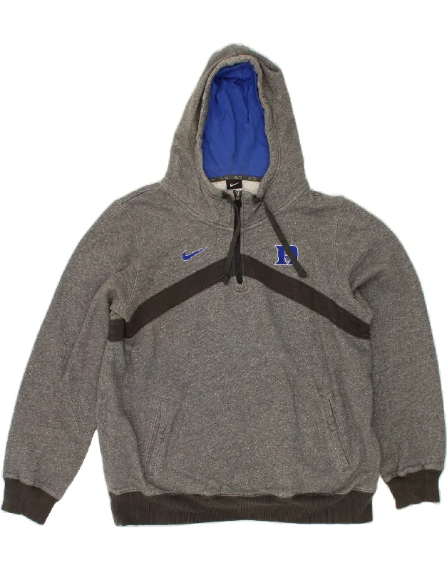 NIKE Mens Zip Neck Hoodie Jumper XL Grey Flecked Cotton Hoodie with Distressed Vintage Worn NIKE Mens Zip Neck Hoodie Jumper XL Grey Flecked Cotton Hoodie with Distressed Vintage Worn