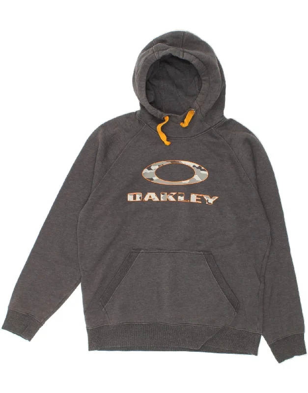 OAKLEY Mens Graphic Hoodie Jumper XL Grey Cotton Hoodie with Sequins Glamorous Eye-catching OAKLEY Mens Graphic Hoodie Jumper XL Grey Cotton Hoodie with Sequins Glamorous Eye-catching
