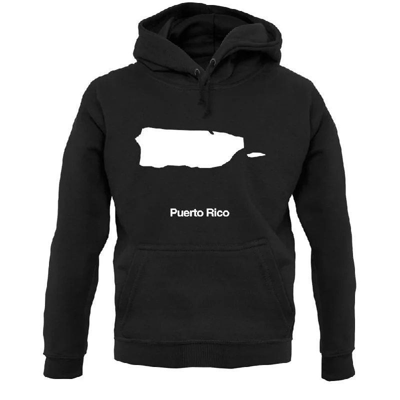 Puerto Rico Silhouette Unisex Hoodie Hoodie with Hem Embroidery Detailed Premium