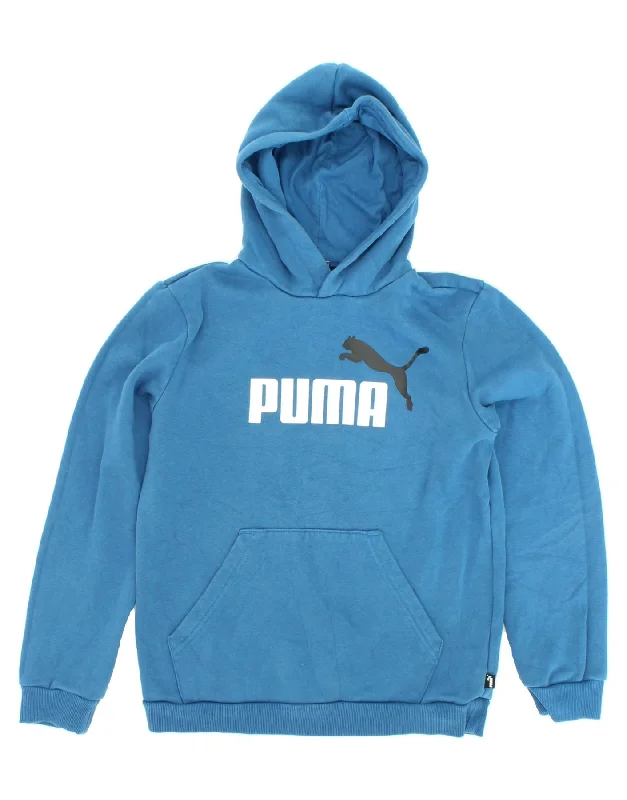 PUMA Boys Graphic Hoodie Jumper 13-14 Years XL Blue Cotton