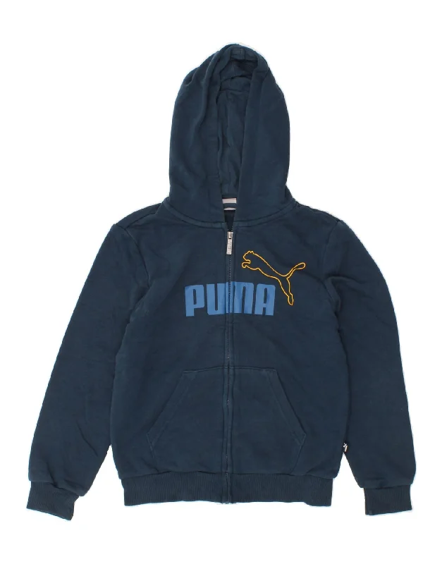 PUMA Boys Graphic Zip Hoodie Sweater 11-12 Years Navy Blue Hoodie with Frayed Bohemian Relaxed PUMA Boys Graphic Zip Hoodie Sweater 11-12 Years Navy Blue Hoodie with Frayed Bohemian Relaxed