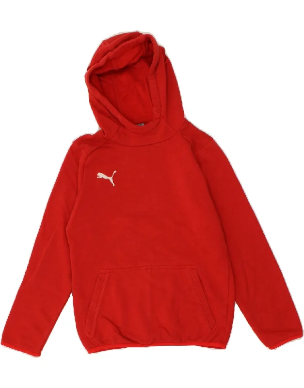 PUMA Boys Hoodie Jumper 9-10 Years Red Cotton