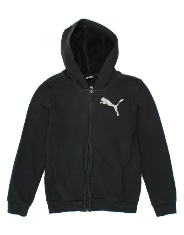 PUMA Boys Zip Hoodie Sweater 11-12 Years Black Cotton Hoodie with Illustration Artistic Creative PUMA Boys Zip Hoodie Sweater 11-12 Years Black Cotton Hoodie with Illustration Artistic Creative