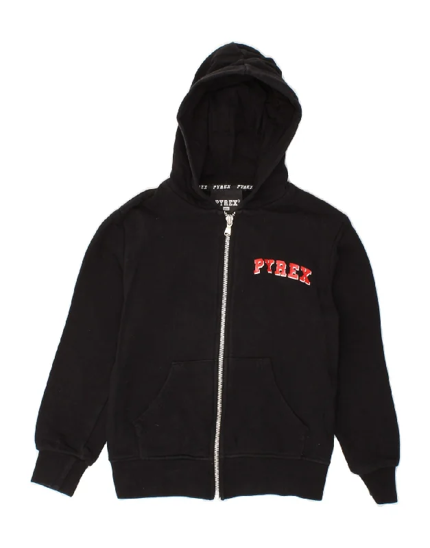 PYREX Boys Graphic Zip Hoodie Sweater 6-7 Years Small Black Cotton Hoodie with Hem Patch Decorative Personalized PYREX Boys Graphic Zip Hoodie Sweater 6-7 Years Small Black Cotton Hoodie with Hem Patch Decorative Personalized