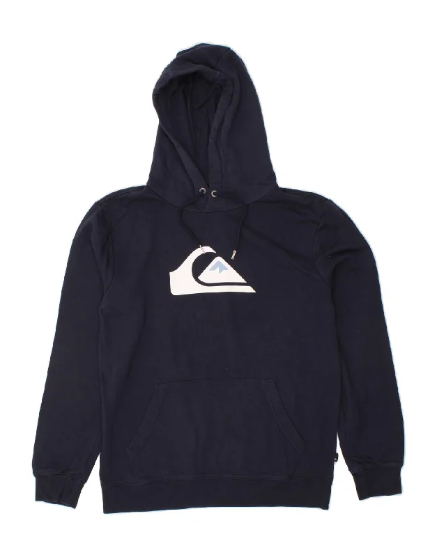 QUIKSILVER Mens Graphic Hoodie Jumper Medium Navy Blue Cotton Hoodie with Cuffed Sleeves Snug Secure QUIKSILVER Mens Graphic Hoodie Jumper Medium Navy Blue Cotton Hoodie with Cuffed Sleeves Snug Secure