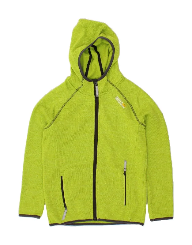 REGATTA Boys Zip Hoodie Sweater 9-10 Years Green Polyester