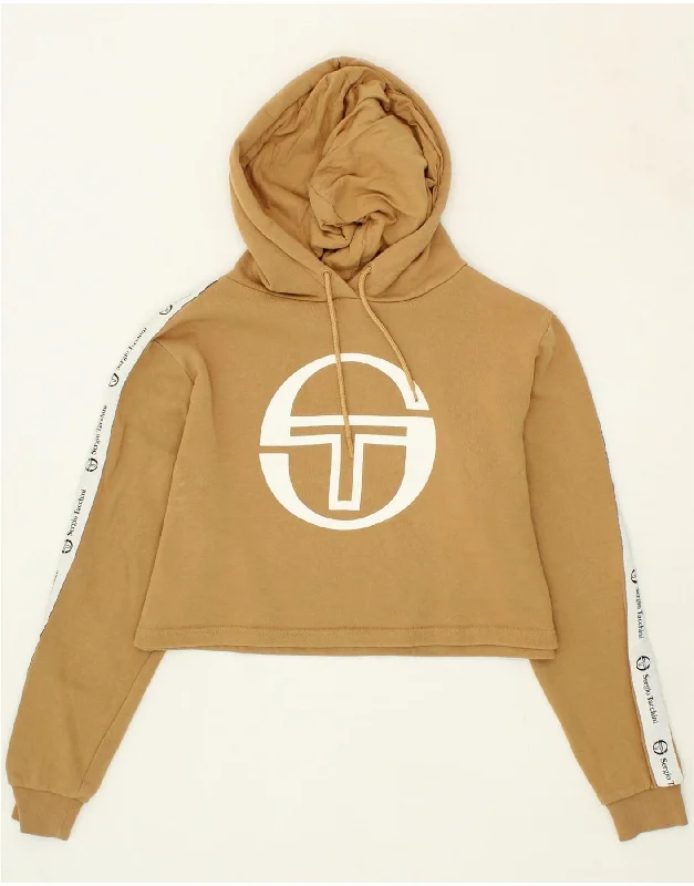 SERGIO TACCHINI Womens Graphic Crop Hoodie Jumper UK 16 Large Beige Hoodie with Side Slits Relaxed Casual SERGIO TACCHINI Womens Graphic Crop Hoodie Jumper UK 16 Large Beige Hoodie with Side Slits Relaxed Casual