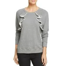 SPLENDID Women's Ruffled Heather Grey Sweatshirt $118 NWT Hoodie with Applique Textured Unique SPLENDID Women's Ruffled Heather Grey Sweatshirt $118 NWT Hoodie with Applique Textured Unique