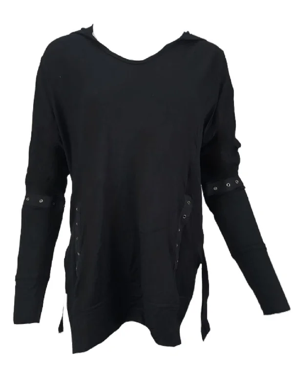 TEREZ Women's Black Round Neck Hoodie #2239640 NWT Hoodie with Monochrome Minimalist Simple TEREZ Women's Black Round Neck Hoodie #2239640 NWT Hoodie with Monochrome Minimalist Simple