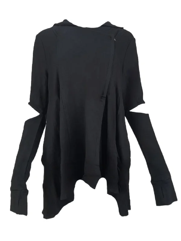 TEREZ Women's Black Slitted Sleeves Hoodie #2276640 Medium NWT Hoodie with Elastic Cuffs Stretchable Comfortable TEREZ Women's Black Slitted Sleeves Hoodie #2276640 Medium NWT Hoodie with Elastic Cuffs Stretchable Comfortable