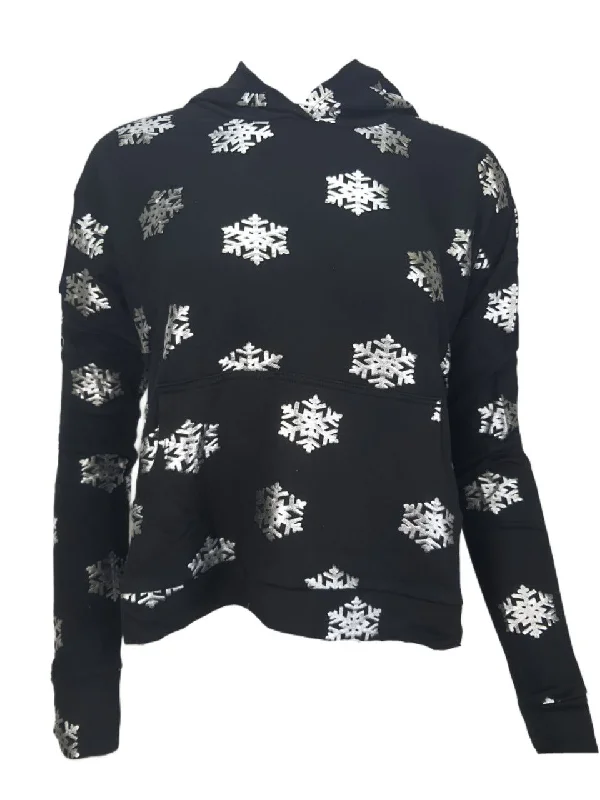 TEREZ Women's Black Snowflake Foil Hoodie #22207775 NWT Hoodie with Oversized Fit Loose Comfortable TEREZ Women's Black Snowflake Foil Hoodie #22207775 NWT Hoodie with Oversized Fit Loose Comfortable