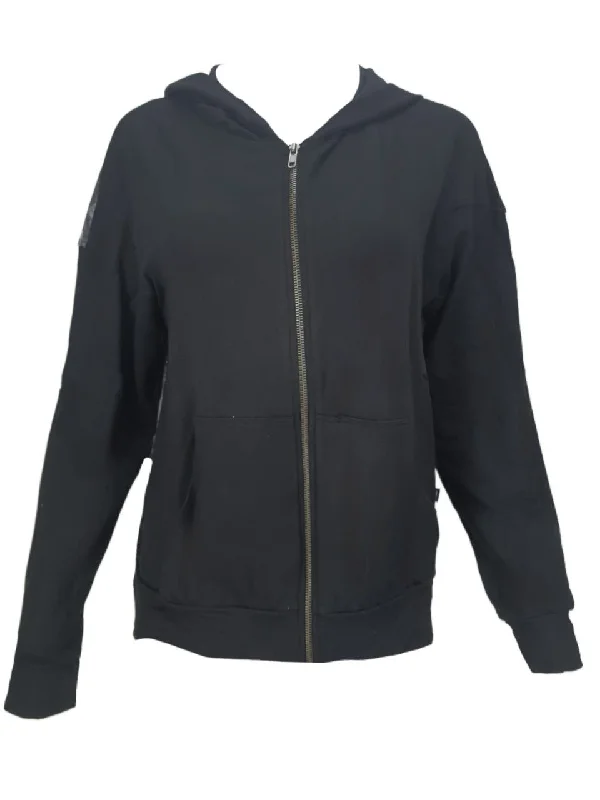 TEREZ Women's Black Stars Hoodie #31202986 Large NWT Hoodie with Exposed Zipper Edgy Industrial TEREZ Women's Black Stars Hoodie #31202986 Large NWT Hoodie with Exposed Zipper Edgy Industrial