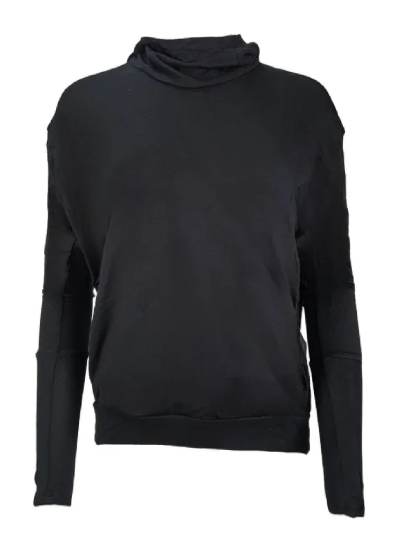 TEREZ Women's Black Thumbhole French Terry Hoodie #2343640 X-Small NWT Hoodie with Cropped Fit Short Trendy TEREZ Women's Black Thumbhole French Terry Hoodie #2343640 X-Small NWT Hoodie with Cropped Fit Short Trendy