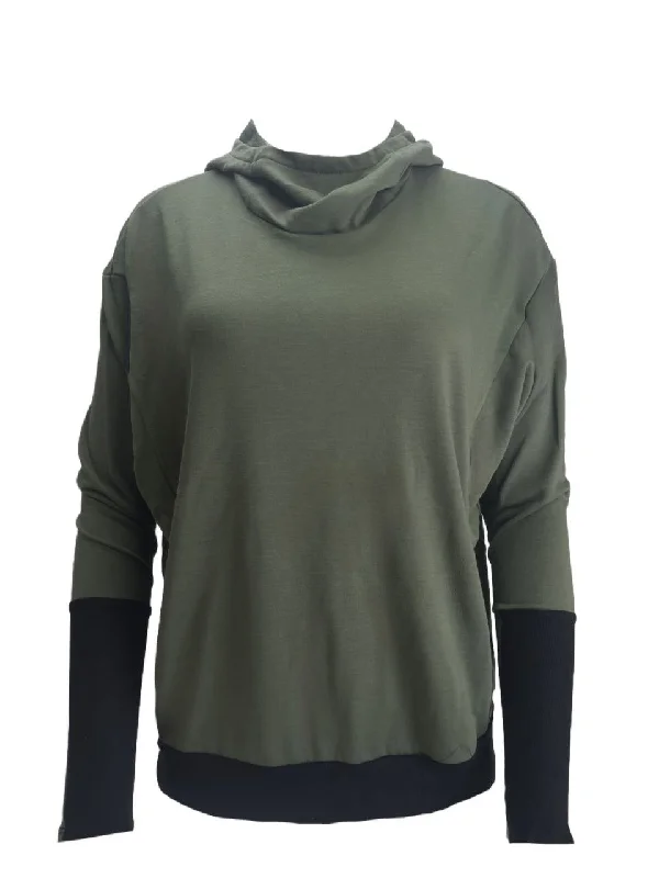 TEREZ Women's Green Army Hoodie #23798251 NWT Hoodie with High-Low Hem Asymmetrical Trendy TEREZ Women's Green Army Hoodie #23798251 NWT Hoodie with High-Low Hem Asymmetrical Trendy