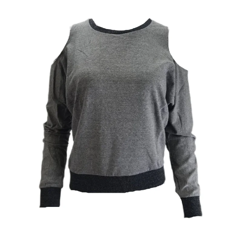 TEREZ Women's Grey Cold Shoulder Sweatshirt #22267788 NWT Hoodie with Full-Zip Functional Layering TEREZ Women's Grey Cold Shoulder Sweatshirt #22267788 NWT Hoodie with Full-Zip Functional Layering