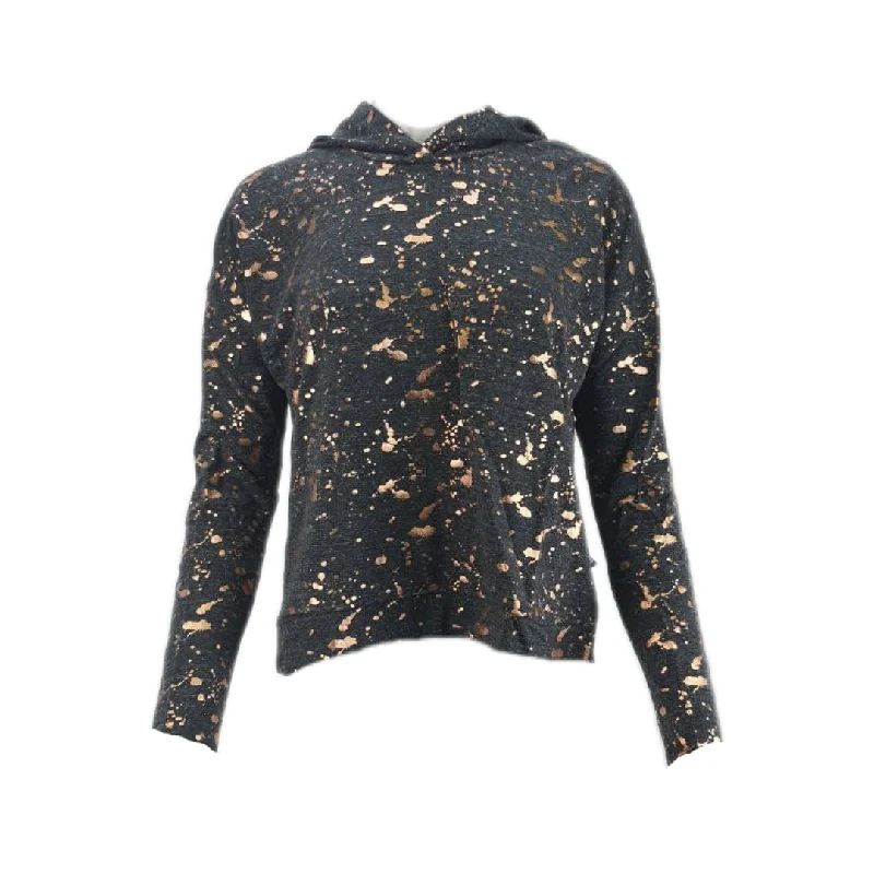 TEREZ Women's Rose Gold Splatter Charcoal Hoodie #2220-7764 Medium NWT Hoodie with Toggle Buttons Decorative Unique