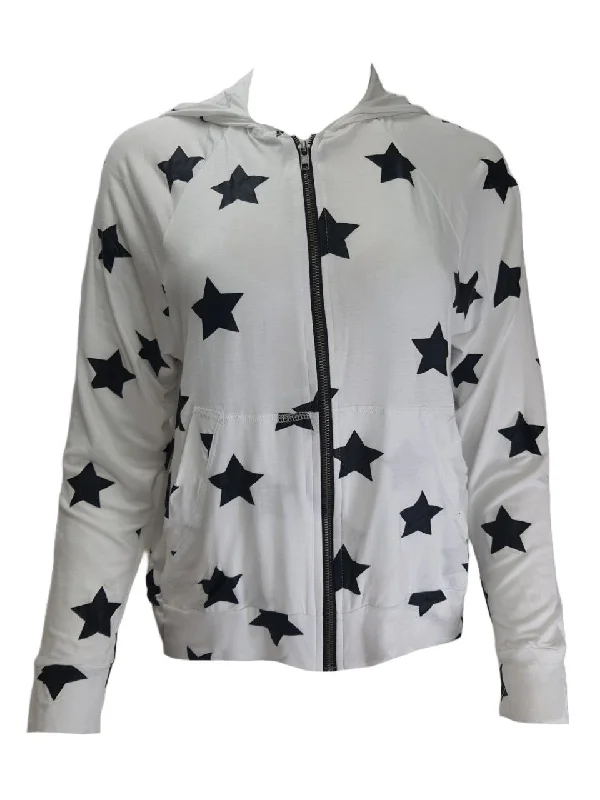 TEREZ Women's White Stars Foil Hoodie #23227773 X-Small NWT Hoodie with Zipper Placket Modern Functional TEREZ Women's White Stars Foil Hoodie #23227773 X-Small NWT Hoodie with Zipper Placket Modern Functional