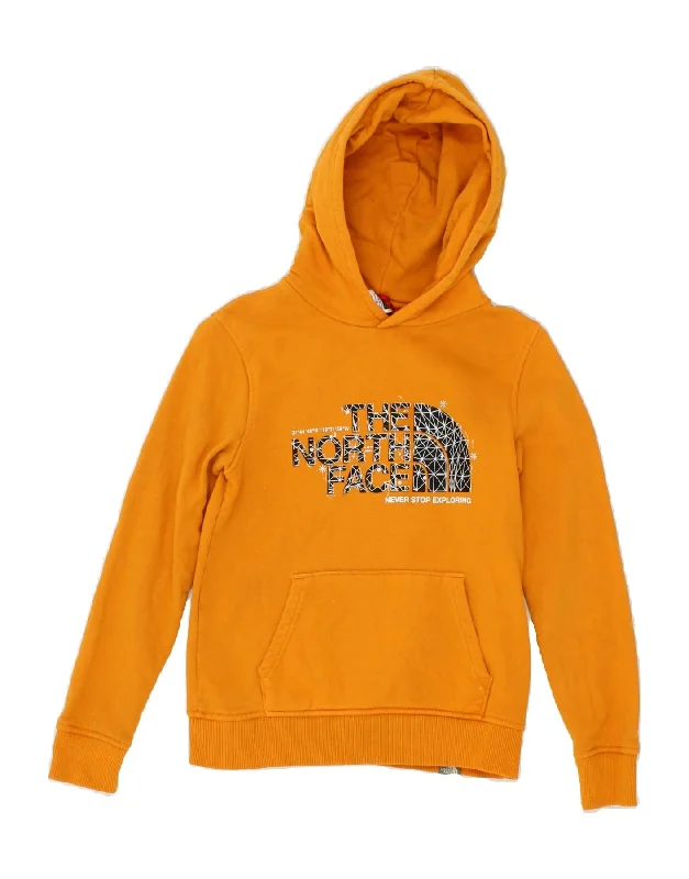 THE NORTH FACE Boys Graphic Hoodie Jumper 11-12 Years Large Yellow Cotton