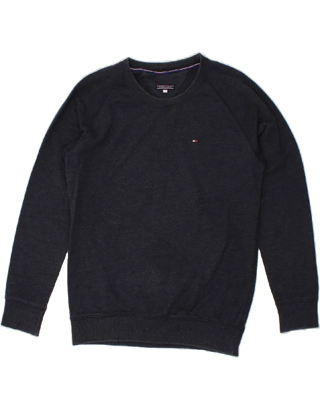 TOMMY HILFIGER Mens Sweatshirt Jumper Medium Navy Blue Cotton Hoodie with Puffed Sleeves Voluminous Trendy TOMMY HILFIGER Mens Sweatshirt Jumper Medium Navy Blue Cotton Hoodie with Puffed Sleeves Voluminous Trendy