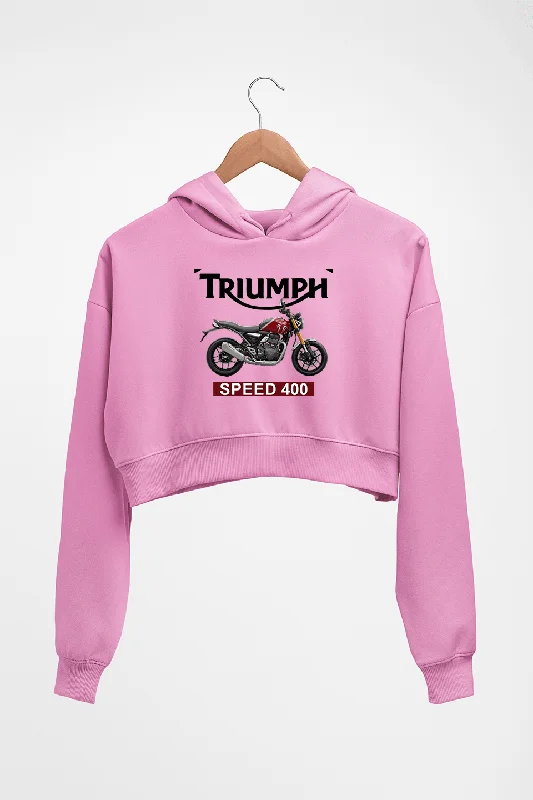 Triumph Speed 400 Crop HOODIE FOR WOMEN Hoodie with Half-Zip Sporty Casual