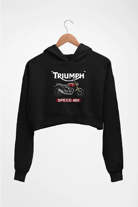 Triumph Speed 400 Crop HOODIE FOR WOMEN Hoodie with Magnetic Closure Innovative Modern Triumph Speed 400 Crop HOODIE FOR WOMEN Hoodie with Magnetic Closure Innovative Modern