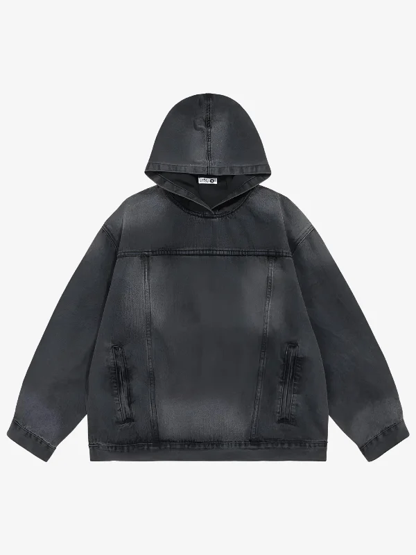 KG Acid Wash Patterned Hoodie Hoodie with Print Artistic Unique