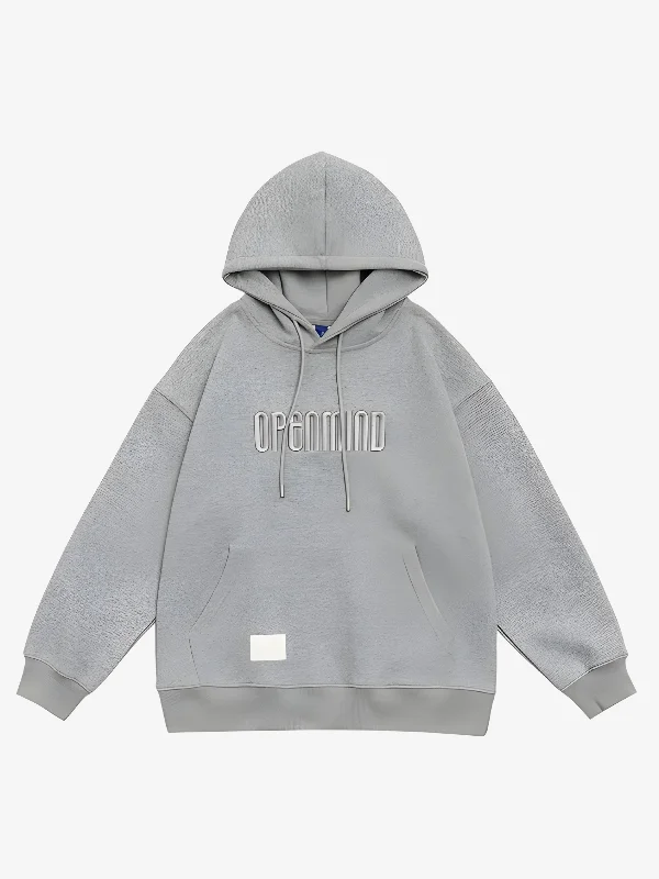 KG Embroidered Solid Color Hoodie Hoodie with Puffed Sleeves Voluminous Trendy