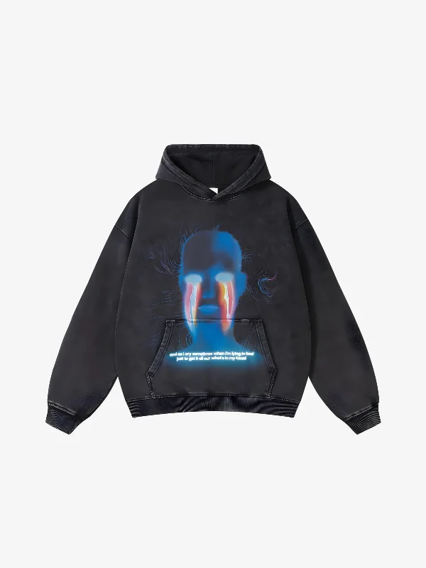 KG Rainbow Acid Eye Hoodie Hoodie with Ribbed Cuffs Snug Fit Comfort