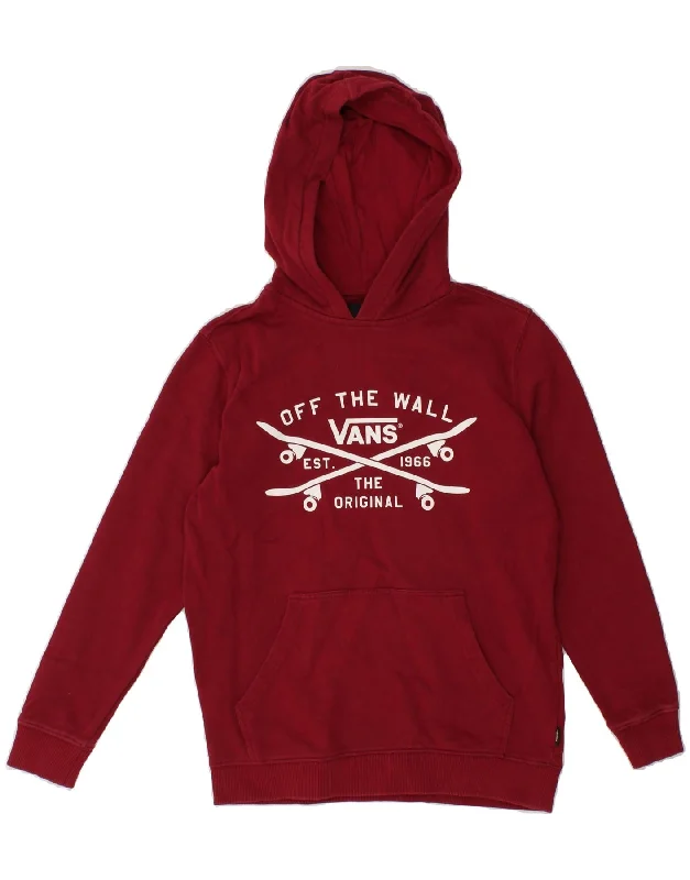 VANS Boys Graphic Hoodie Jumper 11-12 Years Medium Burgundy Cotton Hoodie with Hem Fringe Bohemian Relaxed VANS Boys Graphic Hoodie Jumper 11-12 Years Medium Burgundy Cotton Hoodie with Hem Fringe Bohemian Relaxed