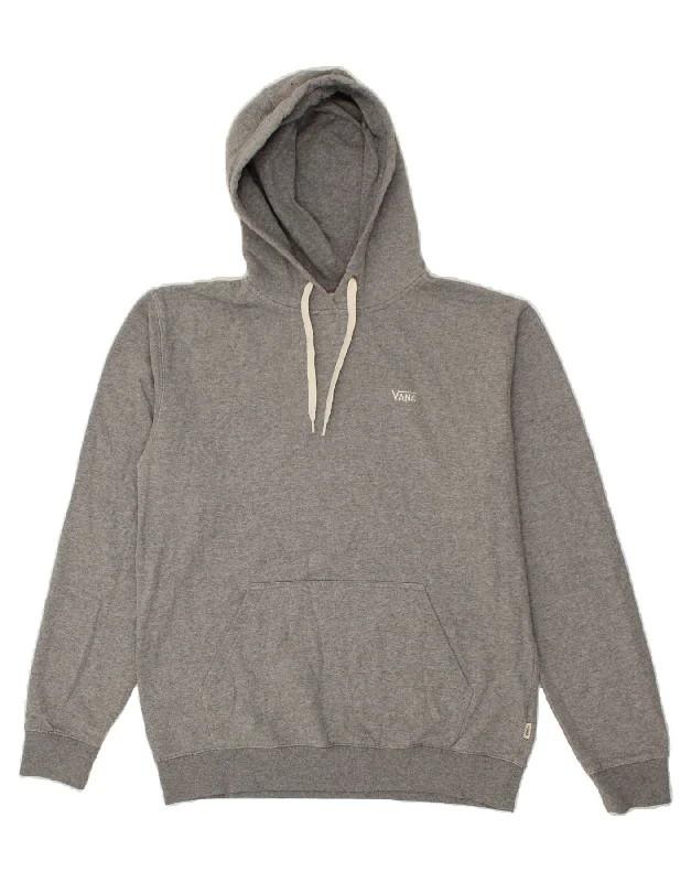 VANS Mens Hoodie Jumper Medium Grey Cotton Hoodie with Metallic Shiny Futuristic