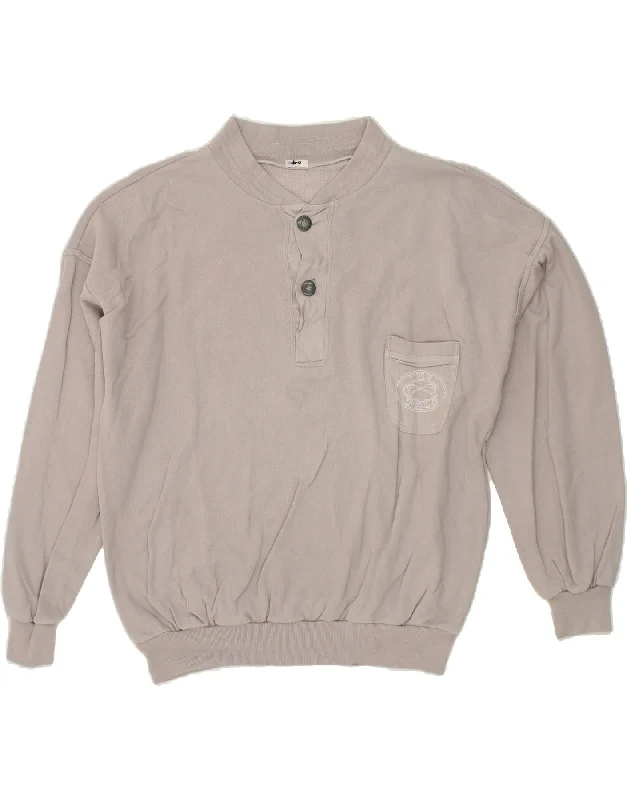 VINTAGE Mens Sweatshirt Jumper XL Grey Hoodie with Frayed Bohemian Relaxed