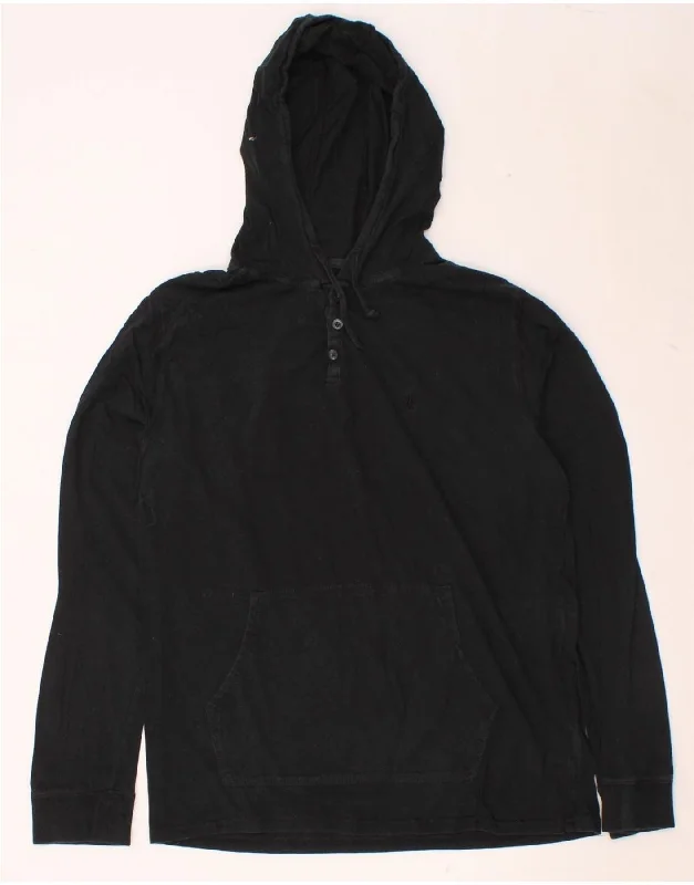 VOLCOM Mens Hoodie Jumper Medium Black Cotton Hoodie with Elastic Cuffs Stretchable Comfortable VOLCOM Mens Hoodie Jumper Medium Black Cotton Hoodie with Elastic Cuffs Stretchable Comfortable