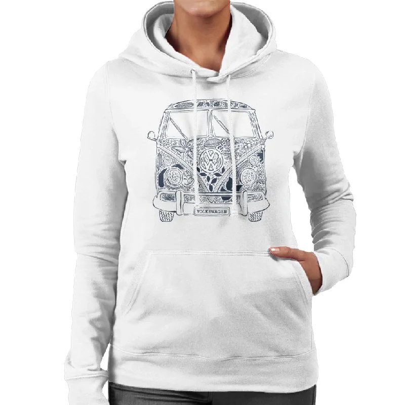 Volkswagen Floral Print Camper Women's Hooded Sweatshirt