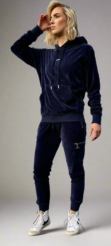 Women’s Navy Velour Hoodie