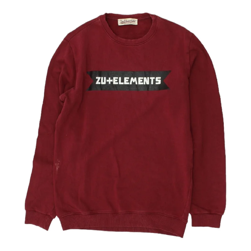 Zuelements Mens Red Spell Out Logo Sweatshirt | Vintage High End Designer VTG Hoodie with Contrast Stitching Detailed Premium Zuelements Mens Red Spell Out Logo Sweatshirt | Vintage High End Designer VTG Hoodie with Contrast Stitching Detailed Premium