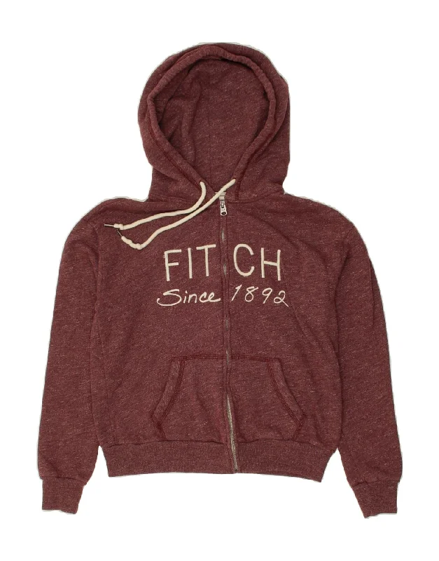 ABERCROMBIE & FITCH Womens Graphic Zip Hoodie Sweater UK 10 Small Maroon Herringbone Houndstooth Plaid ABERCROMBIE & FITCH Womens Graphic Zip Hoodie Sweater UK 10 Small Maroon Herringbone Houndstooth Plaid