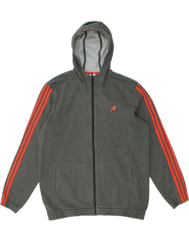 ADIDAS Mens Zip Hoodie Sweater XL Grey Cotton Herringbone Houndstooth Plaid